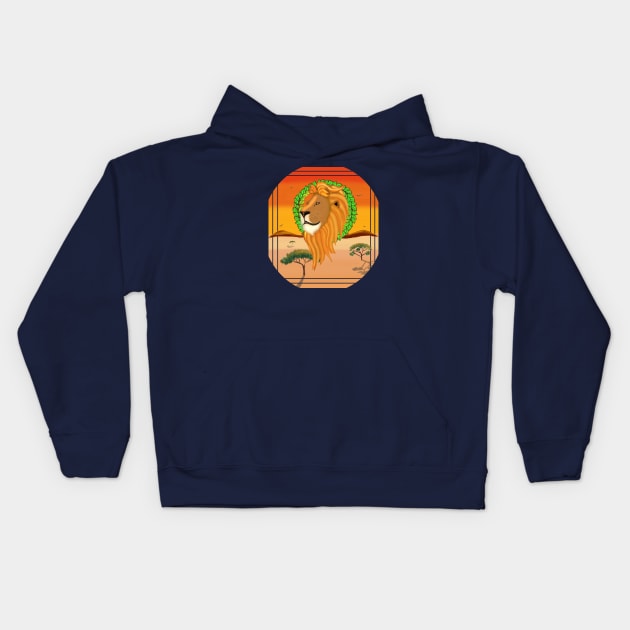 African Lion - Africa Collection Kids Hoodie by Animalillustrator